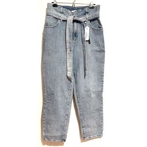 Dynamite Ethos Gigi Ultra High Waist Paperbag Jeans, Sz 30, Med Blue Indigo, NWT